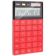 [1589] Calculatrice de Bureau Deli Rouge