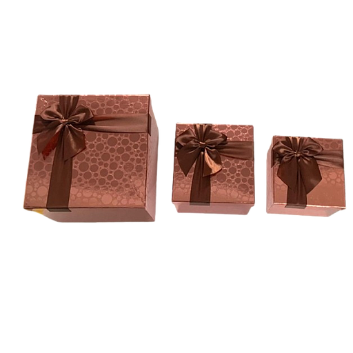 Boîte Cadeau Carre 220 x 220MM Avec Couvercle Bronze Et Ruban Marron