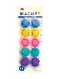 Paquet de 10 Aimants Magnétique 30MM Couleurs Assortie