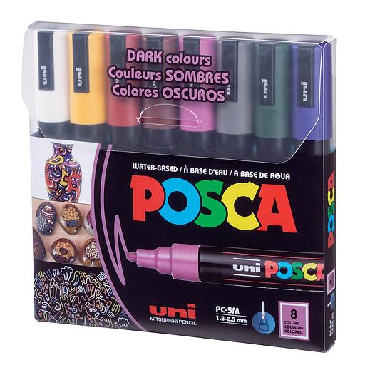 Set de 8 Feutre Posca Point 5M Dark