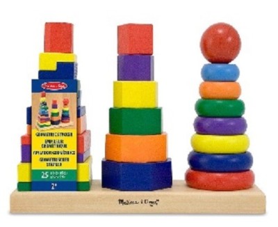 geometric stacker 25 brightly colored wooden piedes