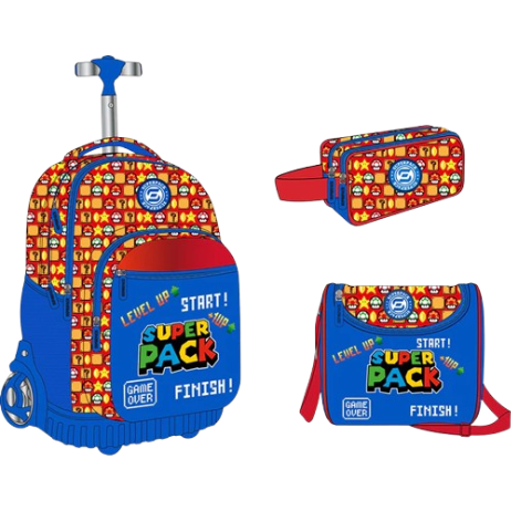 [241006] Cartable Trolley Super pack 3 Pièces
