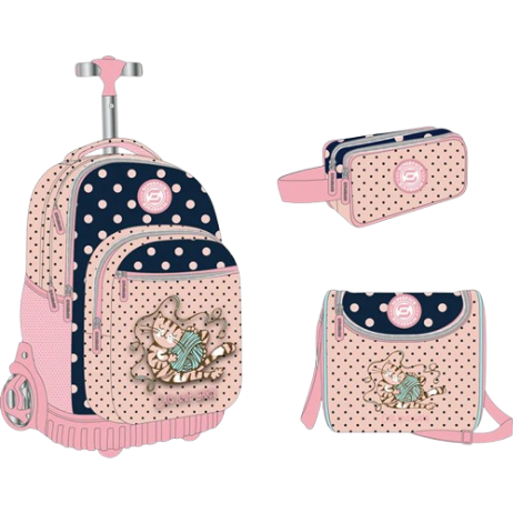 [241002] Cartable Trolley  Cats 3 Pièces