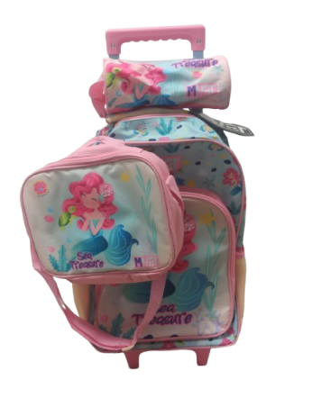 [586034] Cartable Trolley Sea Treasure 3 Pièces
