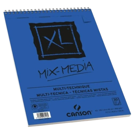 [807216] Canson  Mix Media Bloc de papier à dessin Taille XL, 300 g/m², 30 Feuilles 29.7 x 43.2 cm