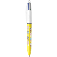 Stylo à bille 4 couleurs - décors hydro Jaune