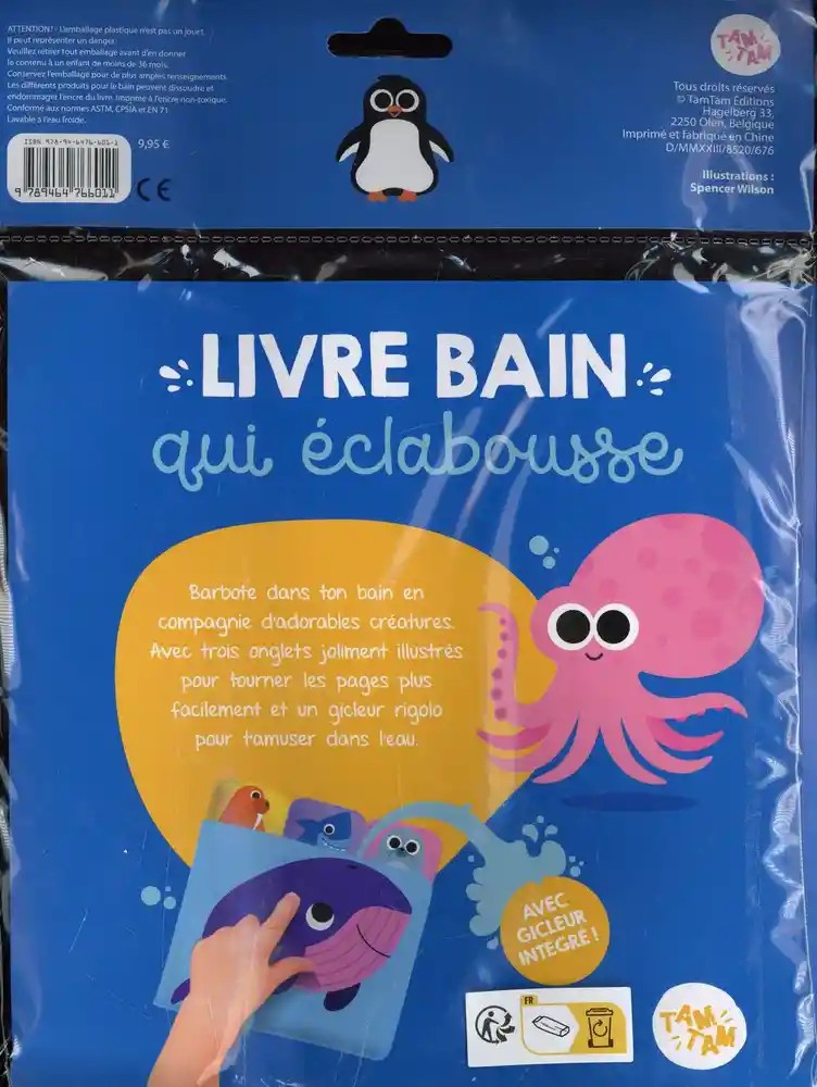 Livre bain qui éclabousse baleine