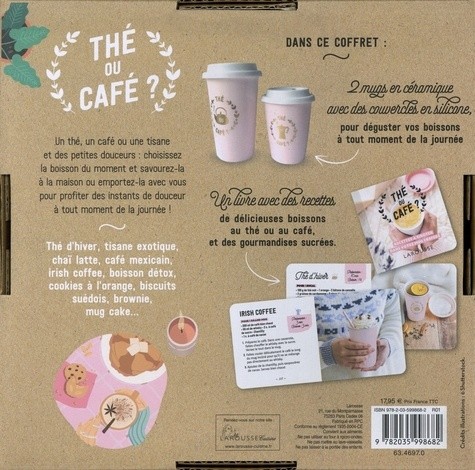 Coffret Thé ou café ?  - Avec 2 mugs en céramique avec des couvercles en silicone