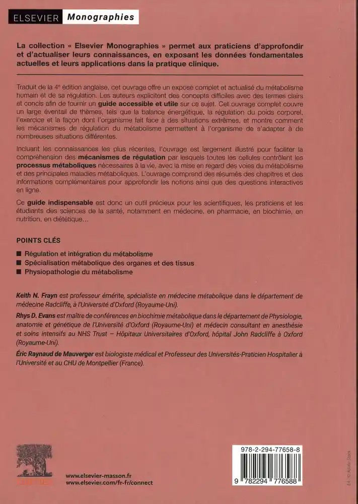 Le métabolisme humain et sa régulation