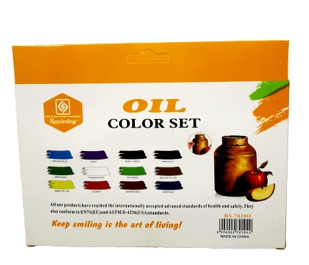 Set de Peinture à l'huile KeepSmiling  - 12 tubes - Pinceau - Crayon - Palette
