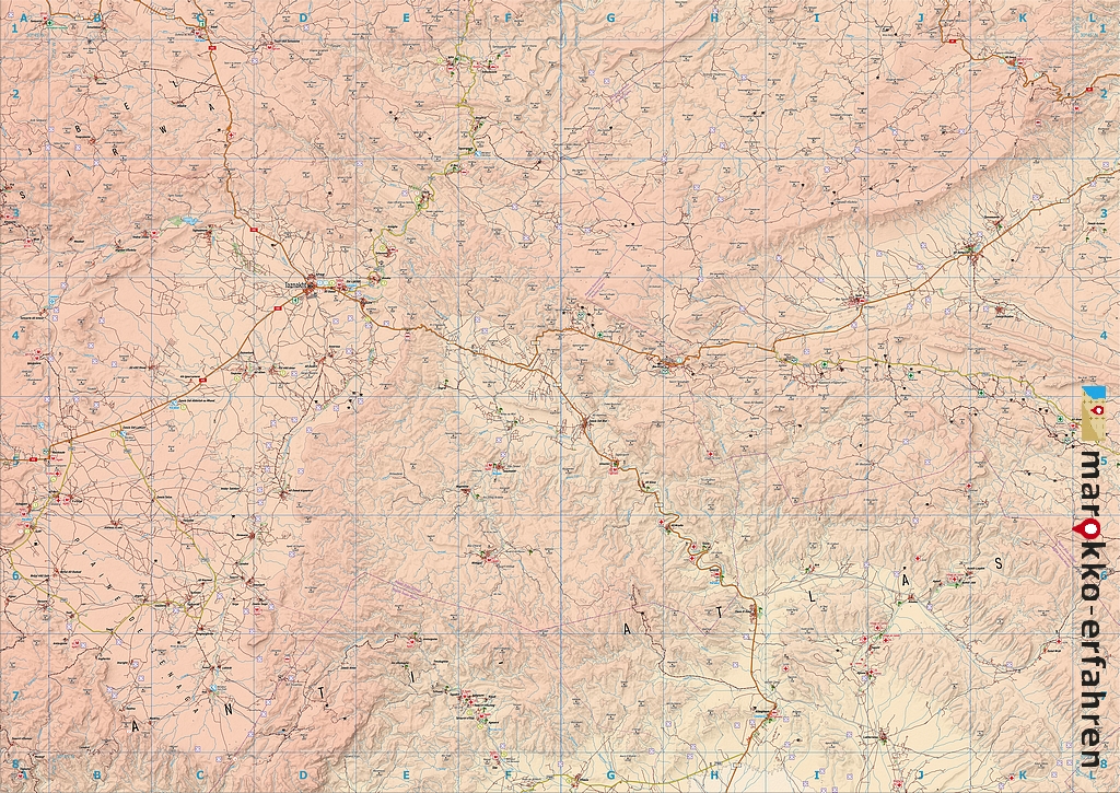 Carte Touristique M12: Taznakht - Anzal - Aït Saoun - Alloughoum - Jbel Sirwa est