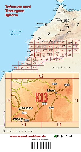 Carte K13 Tafraoute nord • Tizourgane • Igherm 1:120.000