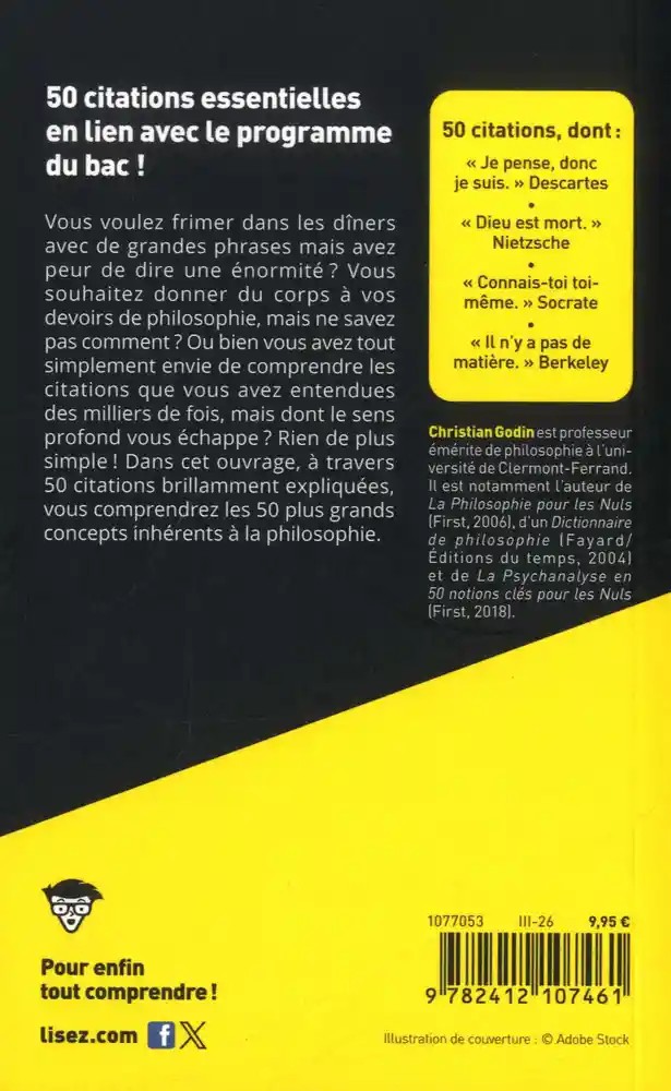 La philosophie pour les nuls en 50 citations clés