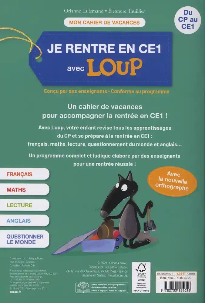 Je rentre en CE1 avec Loup