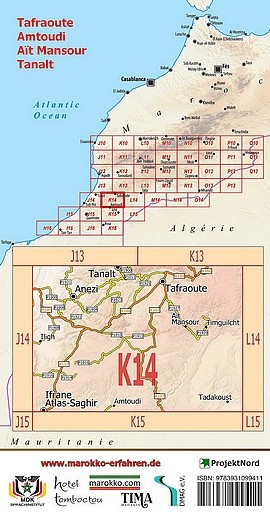 Carte K14 Tafraoute, Amtoudi, Aït Mansour, Tanalt 1:120.000