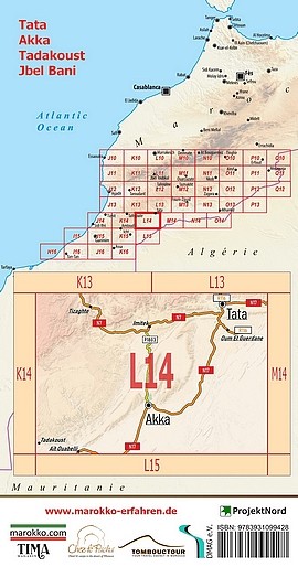 Carte L14 Tata • Akka • Tadakoust • Jbel Bani 1:120.000